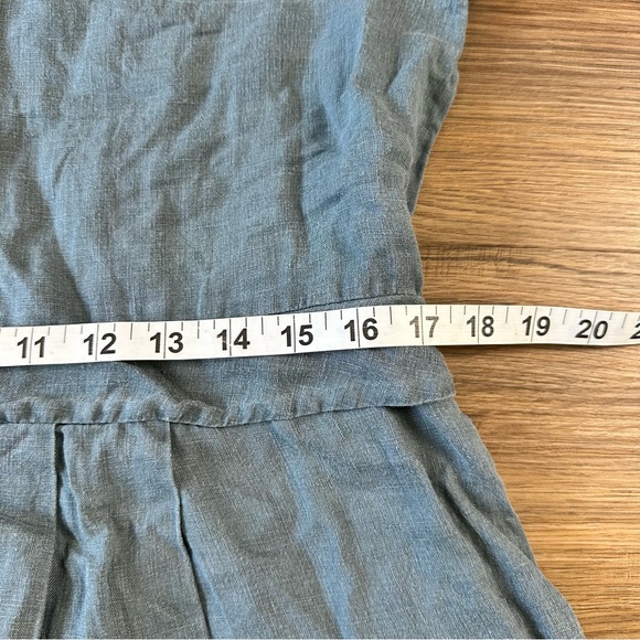 Wrap London Linen Shirt Dress Button Knee Coastal Pockets Casual Blue Womens 10 - Picture 13 of 14